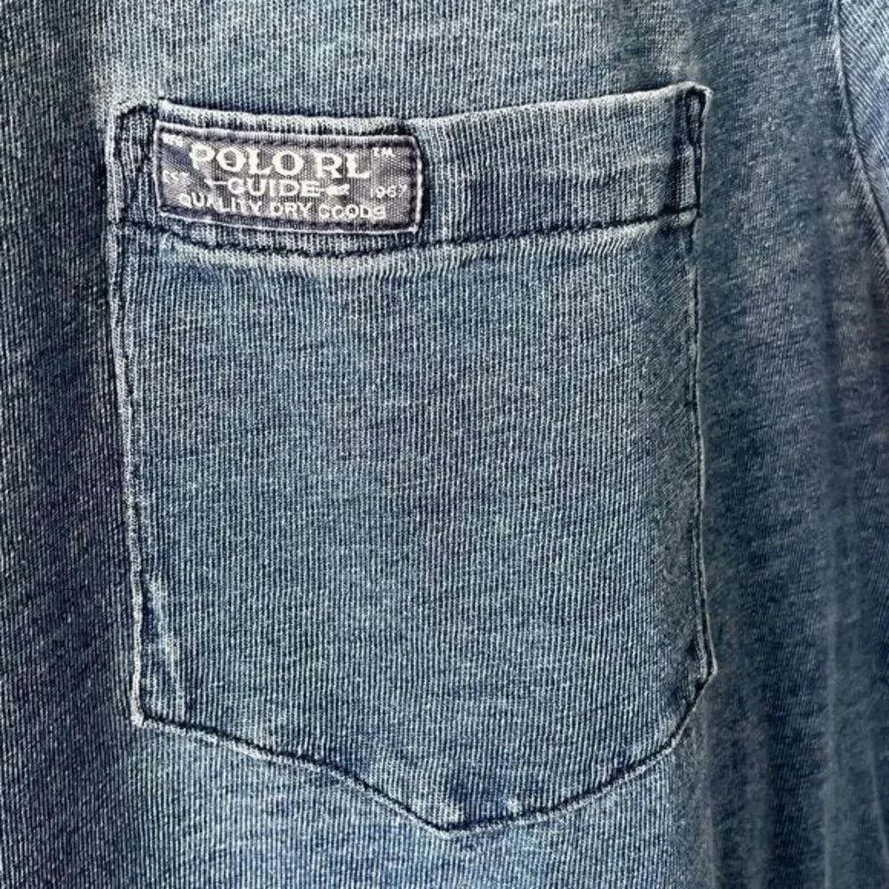 Polo Ralph Lauren Denim Pocket T-Shirt Men L Blue Knit Short Sleeve Casual Chore